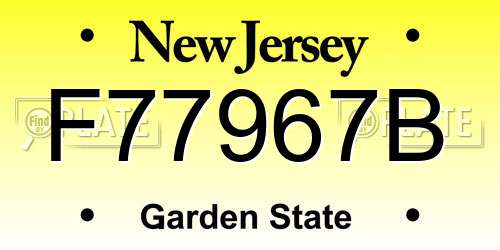 F77967B New Jersey License Plate
