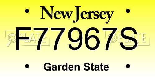 F77967S New Jersey License Plate