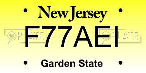 F77AEI New Jersey License Plate