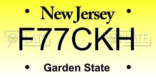 F77CKH New Jersey License Plate