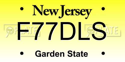 F77DLS New Jersey License Plate