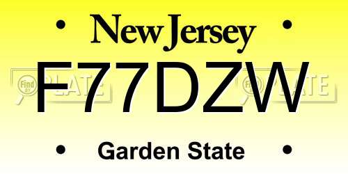 F77DZW New Jersey License Plate