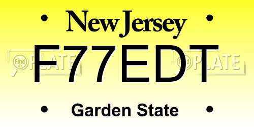 F77EDT New Jersey License Plate