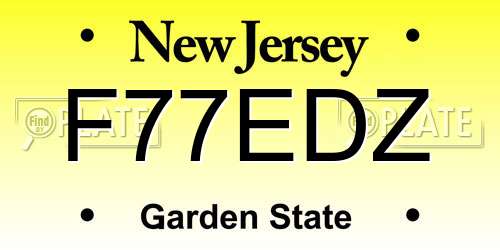 F77EDZ New Jersey License Plate