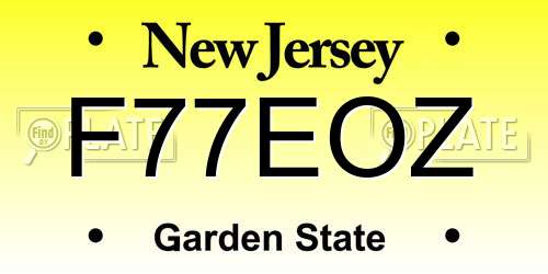 F77EOZ New Jersey License Plate