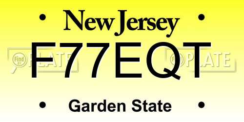 F77EQT New Jersey License Plate