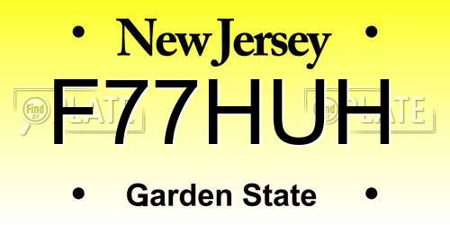 F77HUH New Jersey License Plate