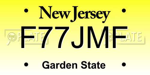 F77JMF New Jersey License Plate