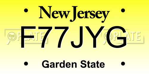 F77JYG New Jersey License Plate