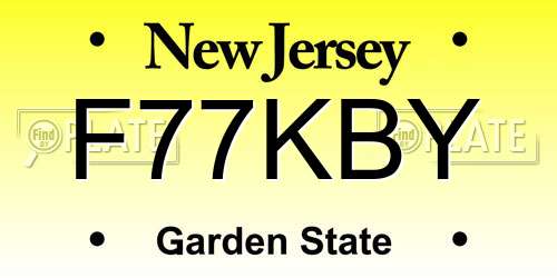 F77KBY New Jersey License Plate