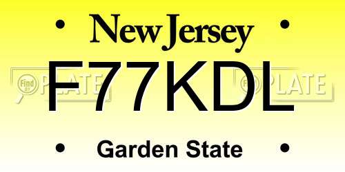 F77KDL New Jersey License Plate