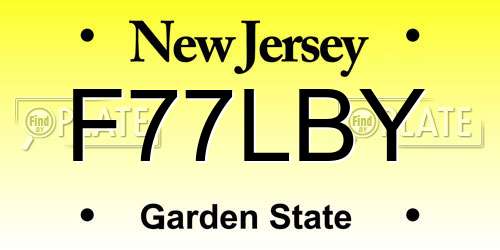 F77LBY New Jersey License Plate
