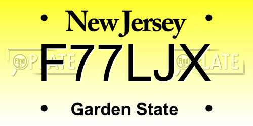 F77LJX New Jersey License Plate