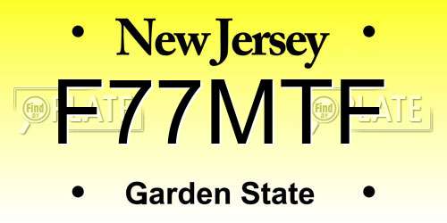 F77MTF New Jersey License Plate