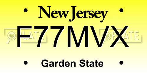 F77MVX New Jersey License Plate