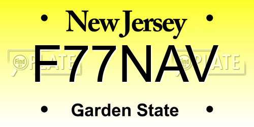 F77NAV New Jersey License Plate