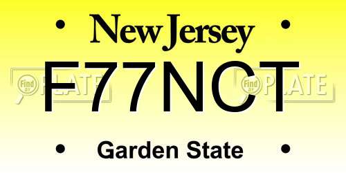 F77NCT New Jersey License Plate