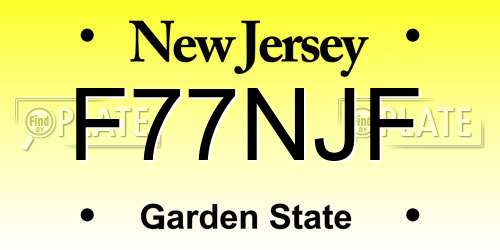 F77NJF New Jersey License Plate