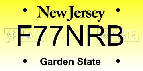 F77NRB New Jersey License Plate