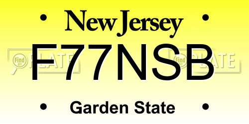 F77NSB New Jersey License Plate