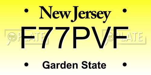 F77PVF New Jersey License Plate