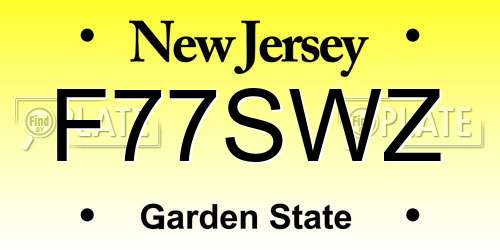 F77SWZ New Jersey License Plate