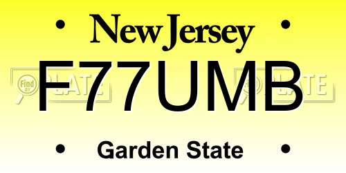 F77UMB New Jersey License Plate
