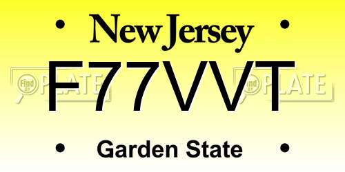F77VVT New Jersey License Plate