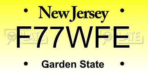 F77WFE New Jersey License Plate