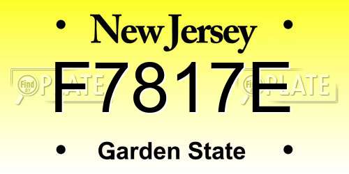 F7817E New Jersey License Plate