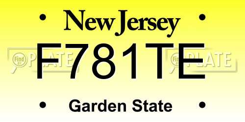F781TE New Jersey License Plate