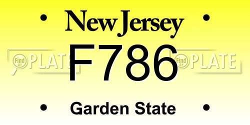F786 New Jersey License Plate