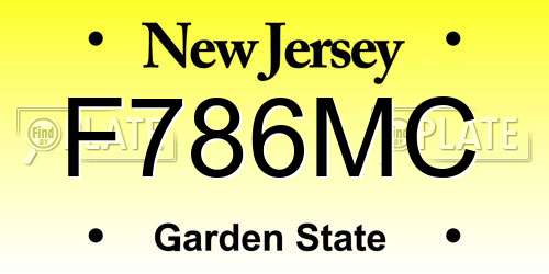 F786MC New Jersey License Plate