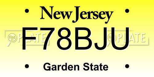 F78BJU New Jersey License Plate