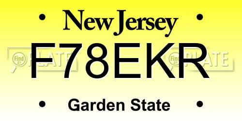 F78EKR New Jersey License Plate