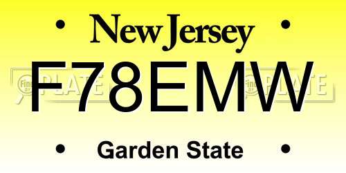 F78EMW New Jersey License Plate