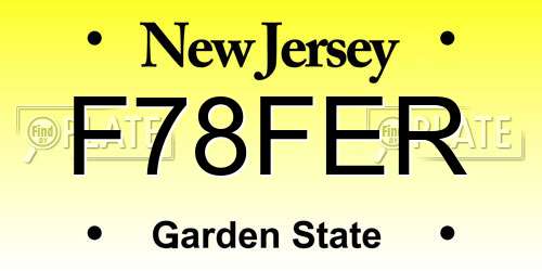 F78FER New Jersey License Plate