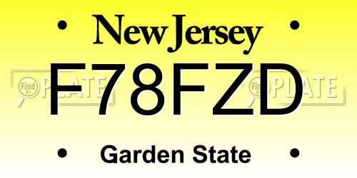 F78FZD New Jersey License Plate