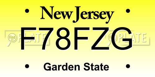 F78FZG New Jersey License Plate