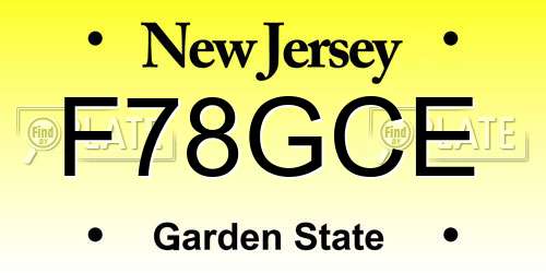 F78GCE New Jersey License Plate
