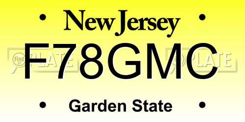 F78GMC New Jersey License Plate