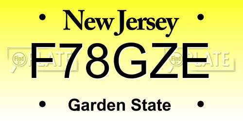 F78GZE New Jersey License Plate
