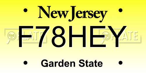 F78HEY New Jersey License Plate