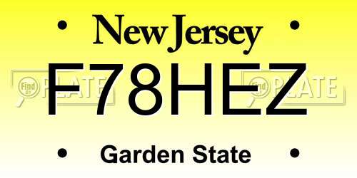 F78HEZ New Jersey License Plate