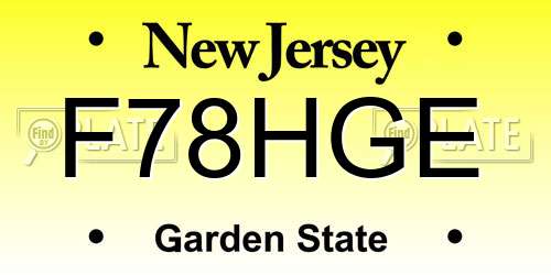 F78HGE New Jersey License Plate