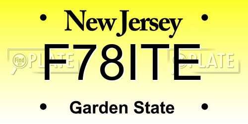 F78ITE New Jersey License Plate