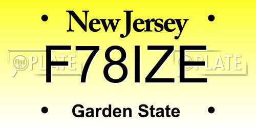 F78IZE New Jersey License Plate