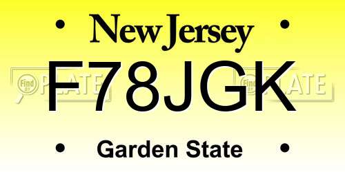 F78JGK New Jersey License Plate