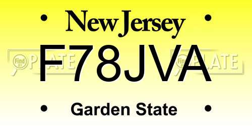 F78JVA New Jersey License Plate