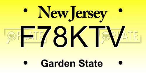 F78KTV New Jersey License Plate